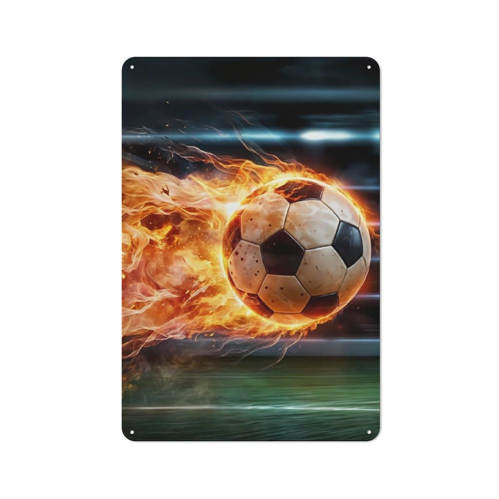 Fire Ball Effect Printed Tin Plaque, Small Wall Accent for Coffee Corner, Diner Or Kitchen Decor, 30x20cm