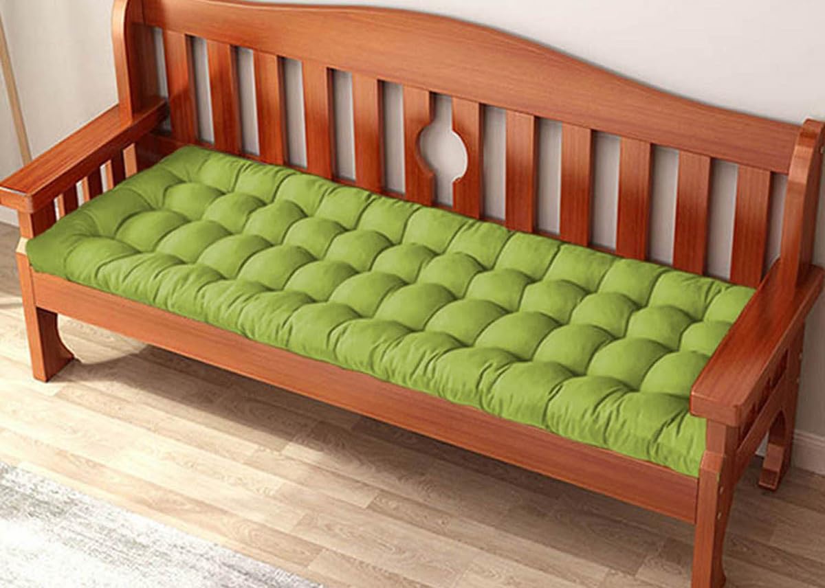 Waigg Kii Green Thick Garden Bench Cushion Pad 2/3 Seater,100/120Cm Rectangle Cotton Garden Bench Seat Cushions Pad For Chaise/Swing/Outdoor/Indoor (100X40cm,)