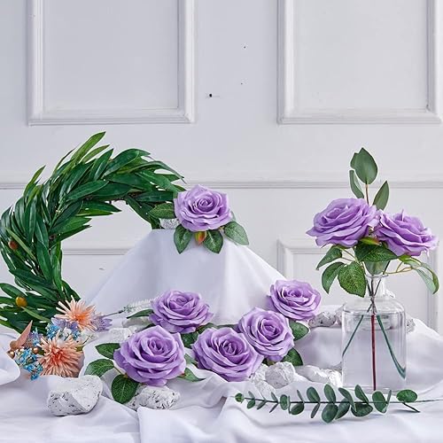 Miniatura 4 de Rosas artificiales, rosas artificiales, rosas artificiales de seda con tallos para ramos de boda, mesas de fiesta, centros de mesa, arreglos