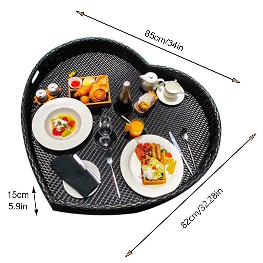 Vassoio da portata galleggiante in rattan con manici, ideale per bar sulla sabbia, spa, bagno, feste, accessorio indispensabile per piscina, bevande, insalate e frutta
