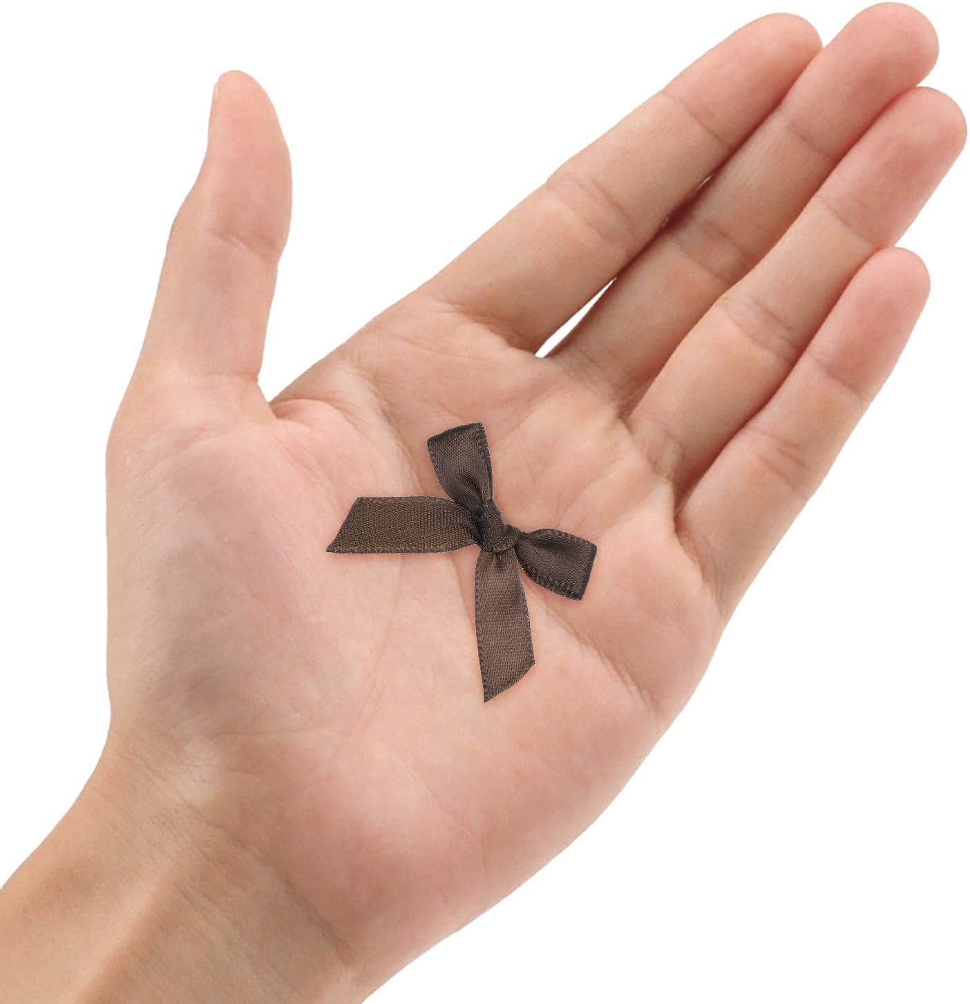 MECCANIXITY 50Pcs Mini Ribbon Bow 1.8 inch Mini Fabric Satin Ribbon Flower Bows for Craft DIY Sewing Wedding Birthday Party Dark Coffee - Image 6