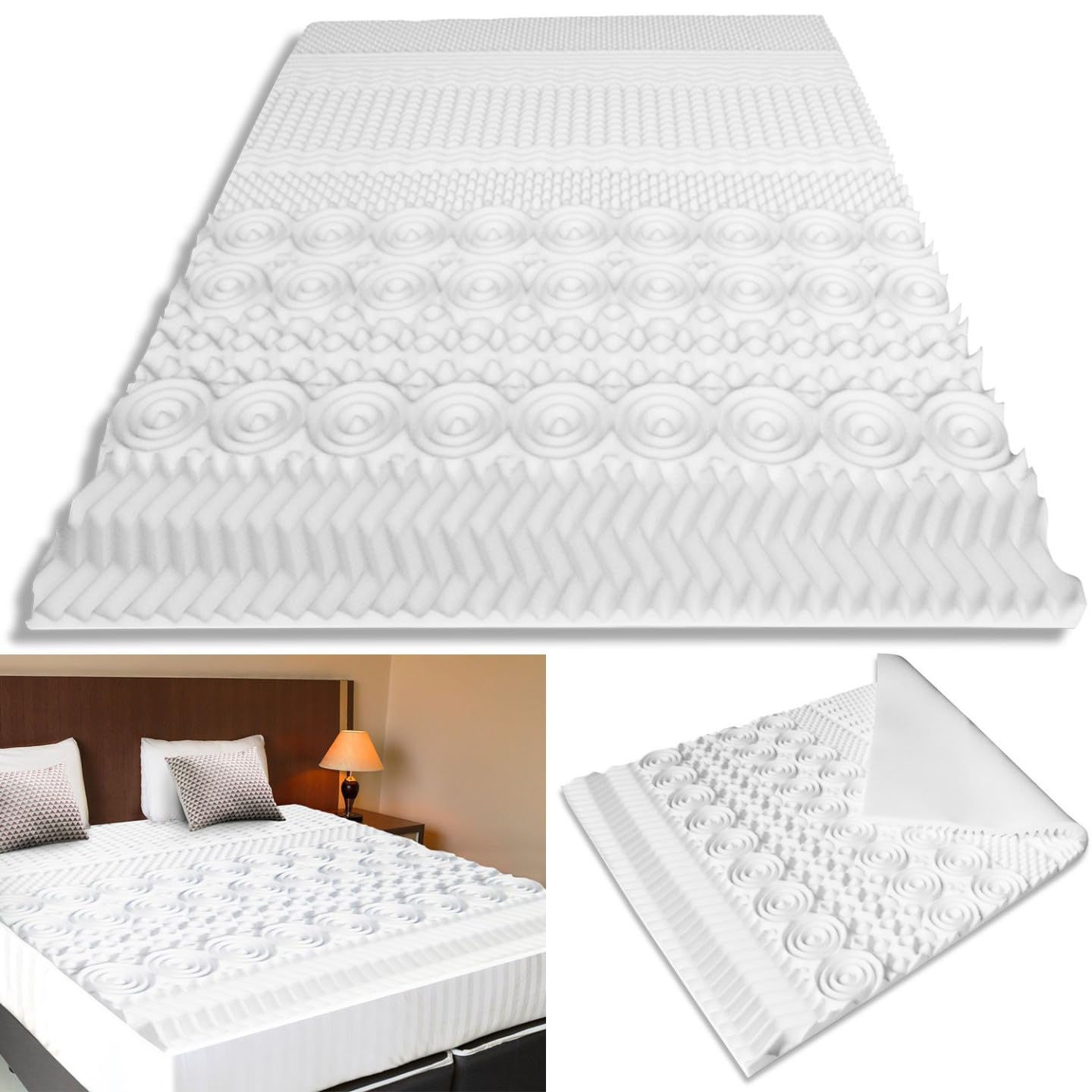 IDMarket - Surmatelas 140x190 cm Elias Mousse mémoire de Forme 10 Zones