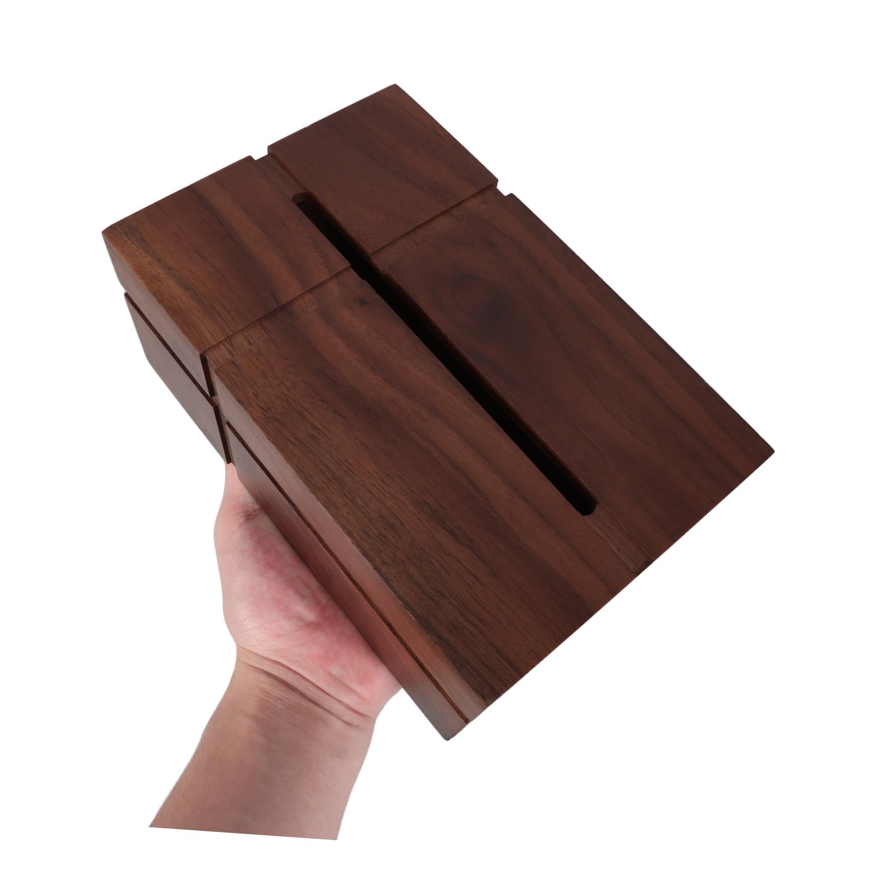 FRCOLOR Porta Fazzoletti in Legno Noce Nero Rettangolare per Fazzoletti