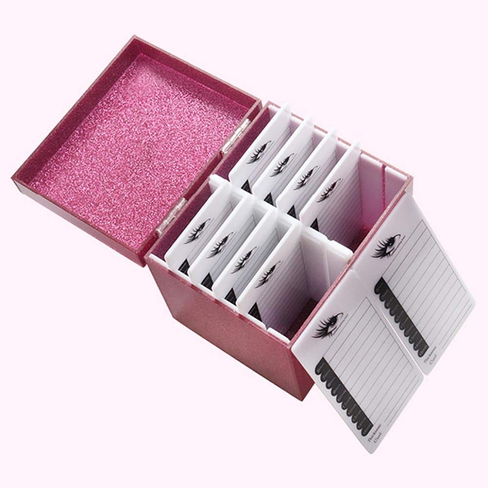 Boîte de rangement en acrylique à 10 couches pour faux cils support pour extension de cils organiseur de maquillage support pour palette de colle greffage de cils Présentoir avec 10 palettes (rose)