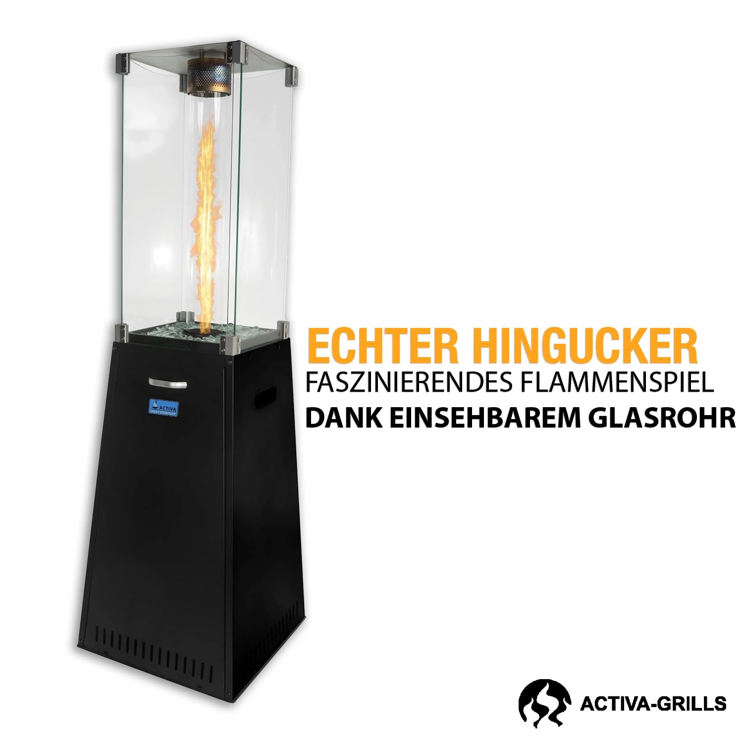 ACTIVA Heizstrahler Terrasse Yellow Stone I Premium Heizstrahler inkl. Duran Schott Glasröhre I Leistungsstarker Heizpilz für Wärme auf Abruf