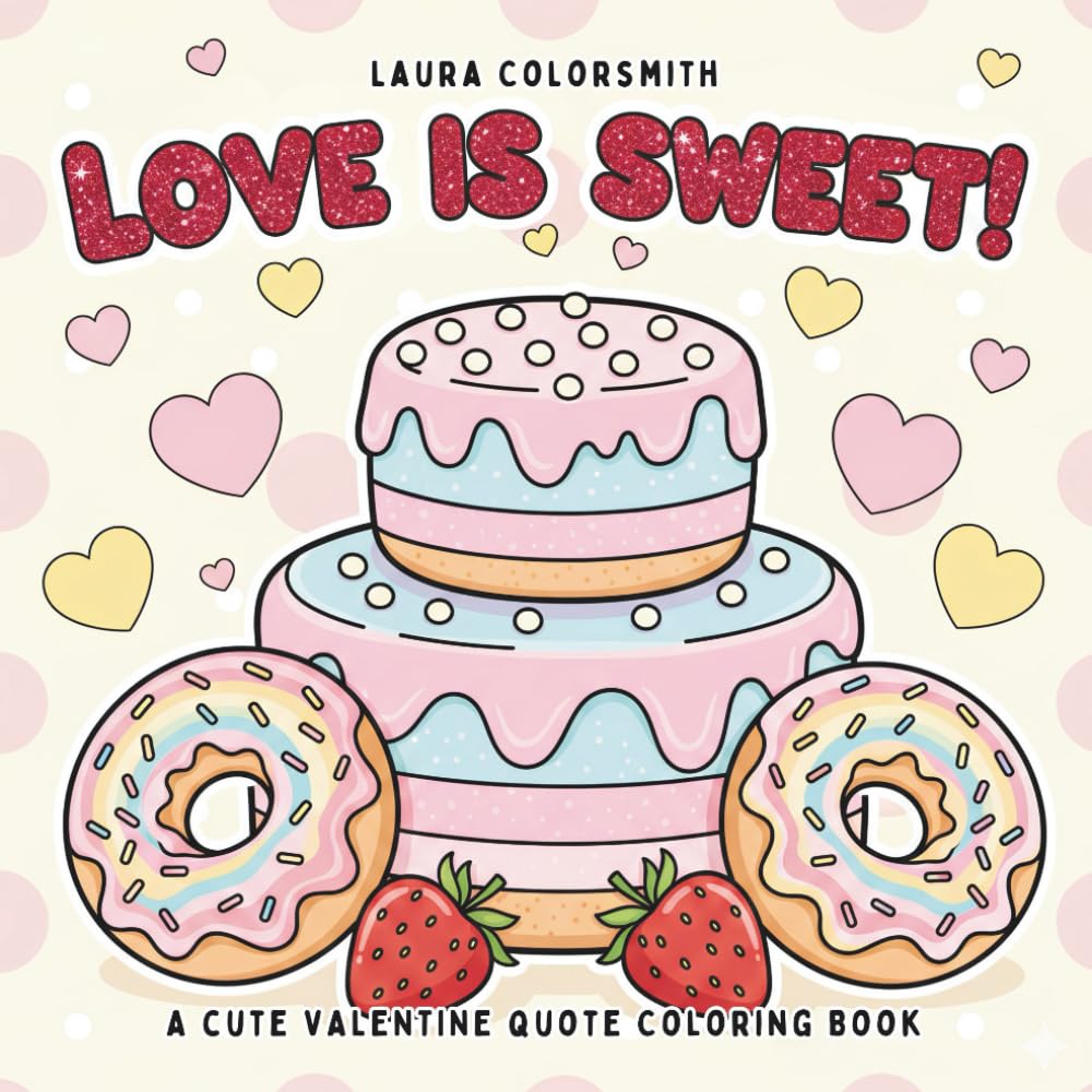 Love Is Sweet! - A Cute Valentine Quote Coloring Book: Sweet Food & Drink Quotes Coloring Book for Relaxation and Stress Relief (Coloring book for Valentine)