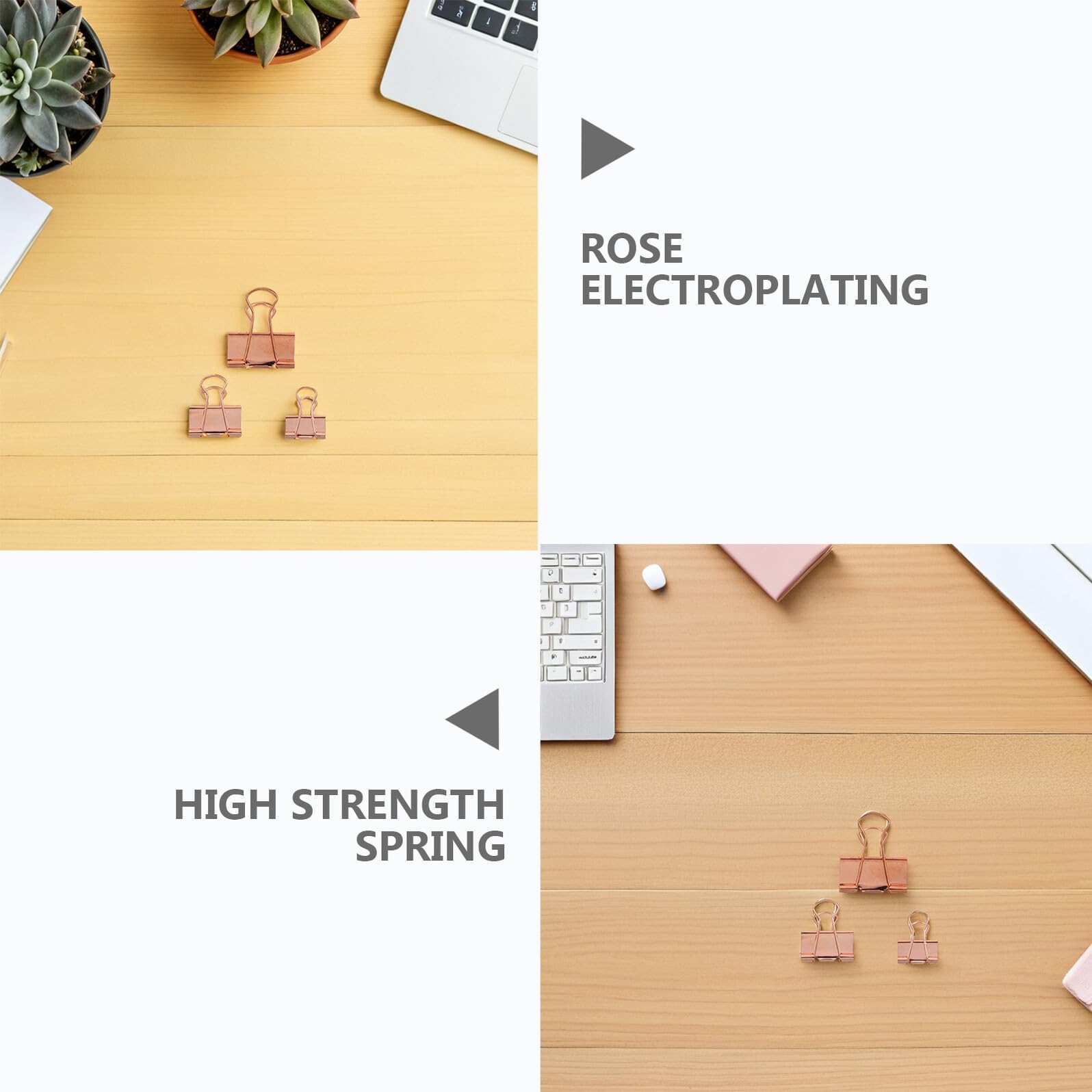 Lot de 112 Pinces à Papier Métalliques Doré Rose Tailles 19Mm 25Mm 32Mm Mini-Pinces pour Documents Classeurs et Bureau Pinces de Reliure Robustes et Réutilisables pour