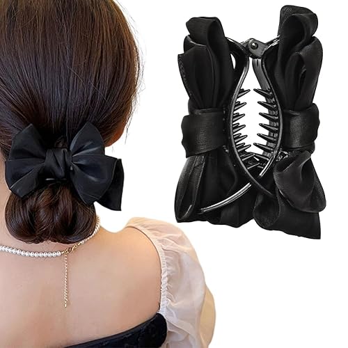 Lazos negros para el pelo para mujeres y niñas, pinzas para el pelo de plátano, soporte para cola de caballo, decoración para moño, accesorios para