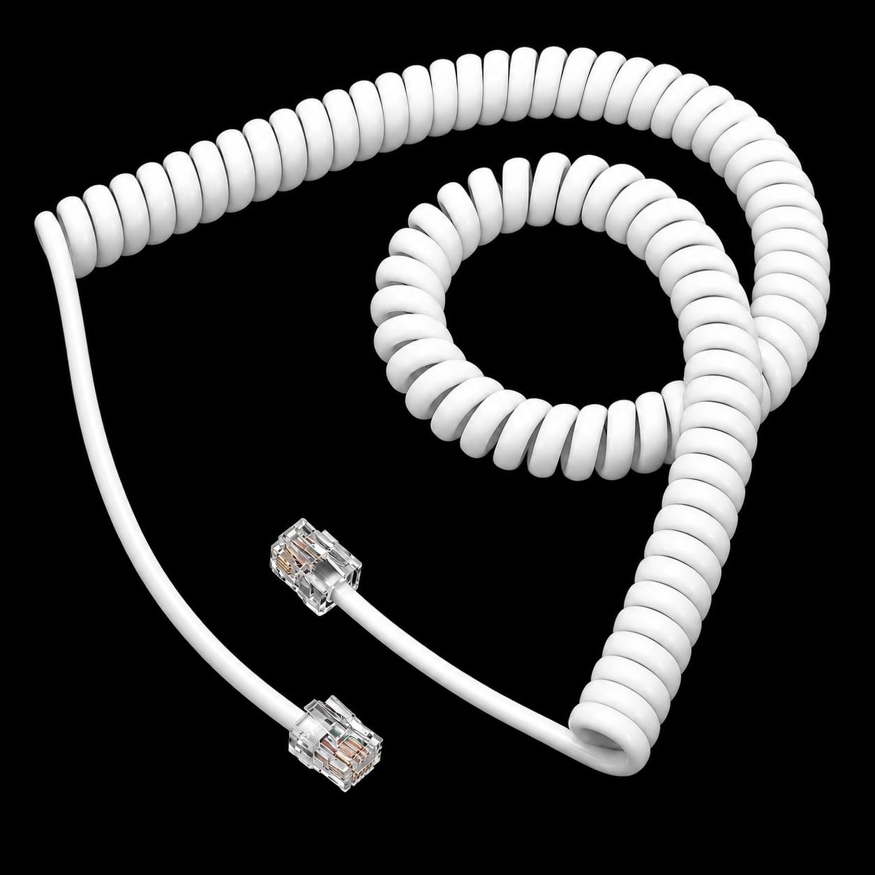 Coiled Telephone Handset Cord, White-image-23