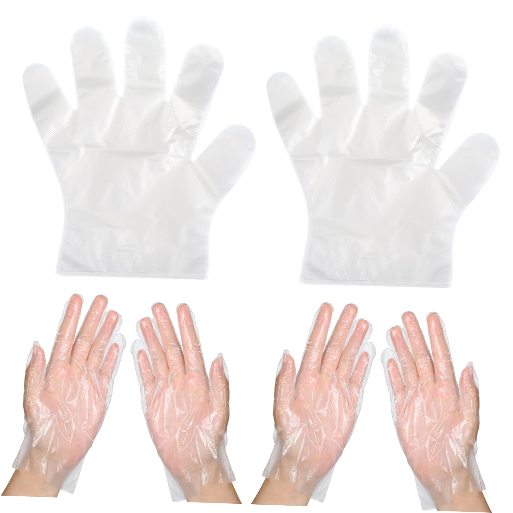 ARTIBETTER 100pcs Boys and Girls Gloves Disposable Pe Film Gloves Suitable for Food Kitchen Hair Dyeing Ambidextrous No Smell Large Size Comfortable Fit