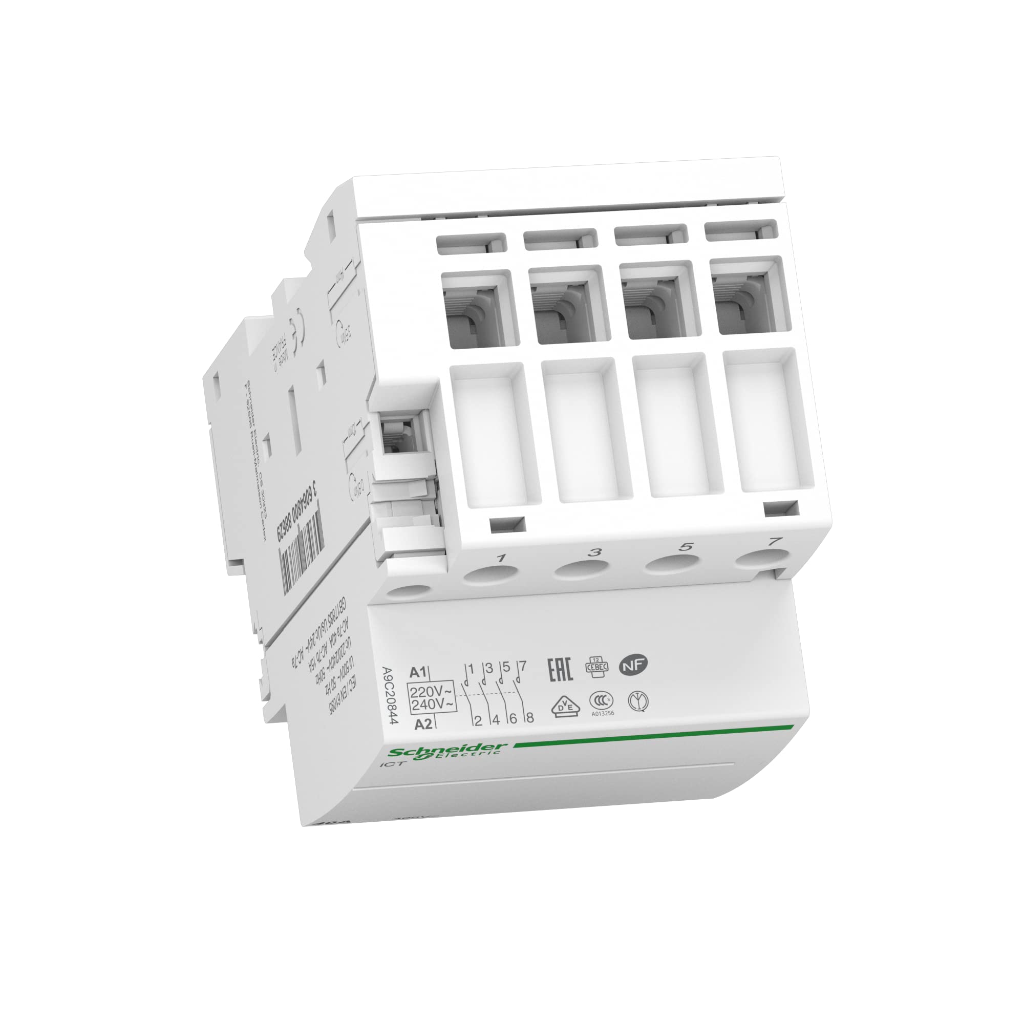 Schneider Electric A9C20844 Contactor Modular Ict, 4P, 4 No, 40 A, 220-240 V Ca