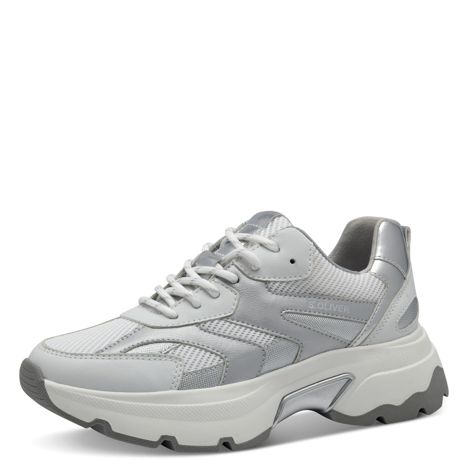 s.Oliver Women's Low 5-23612-44 Trainers, White/Silver, 37 EU, White Silver, 5 UK