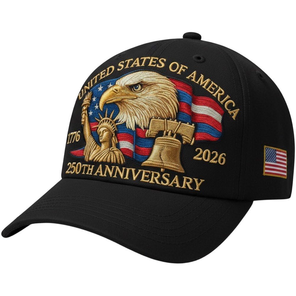 Fituenly 250th Anniversary Usa Hat - Adjustable United States 250th Anniversary Hat Retro Embroidered Baseball Cap