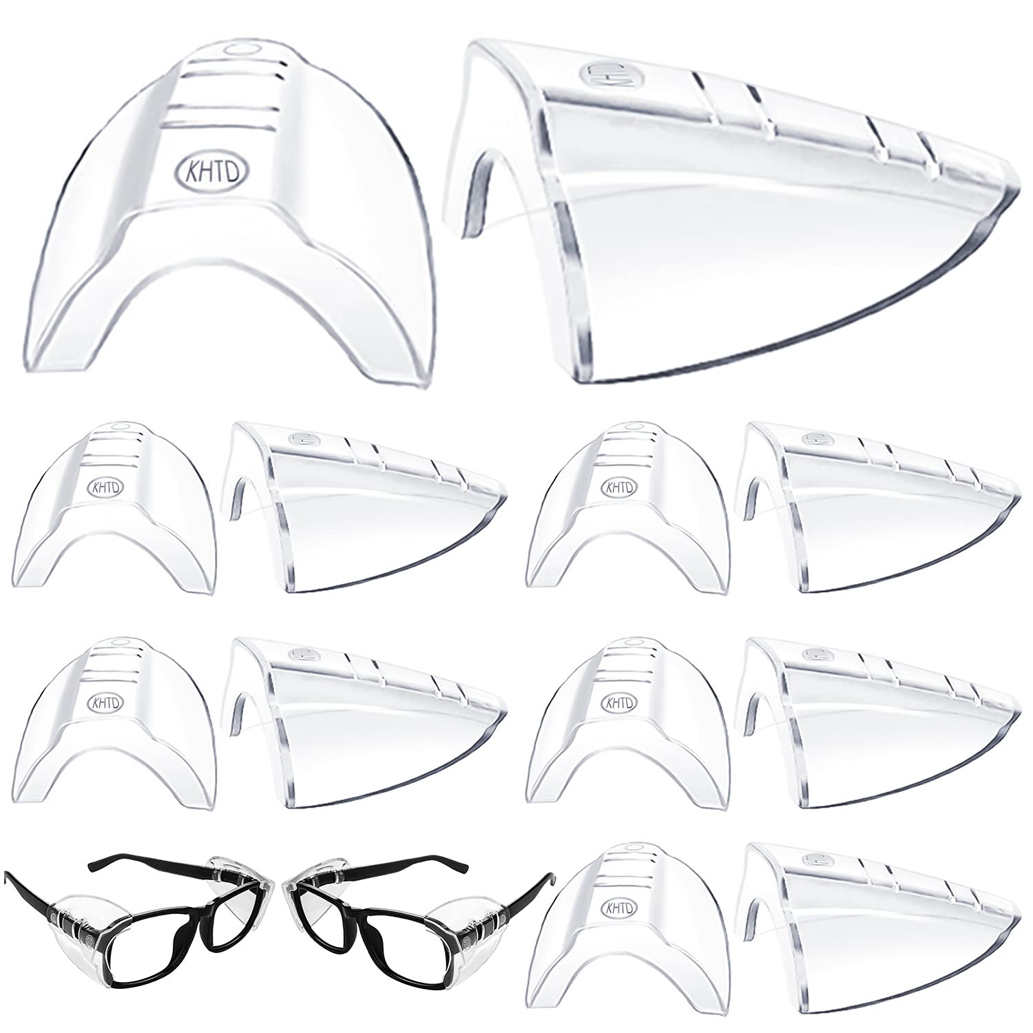 Safety Eye Glasses Side Shields, TPU Clear Flexible Slip On Side Shield Fits Small to Medium Eyeglasses