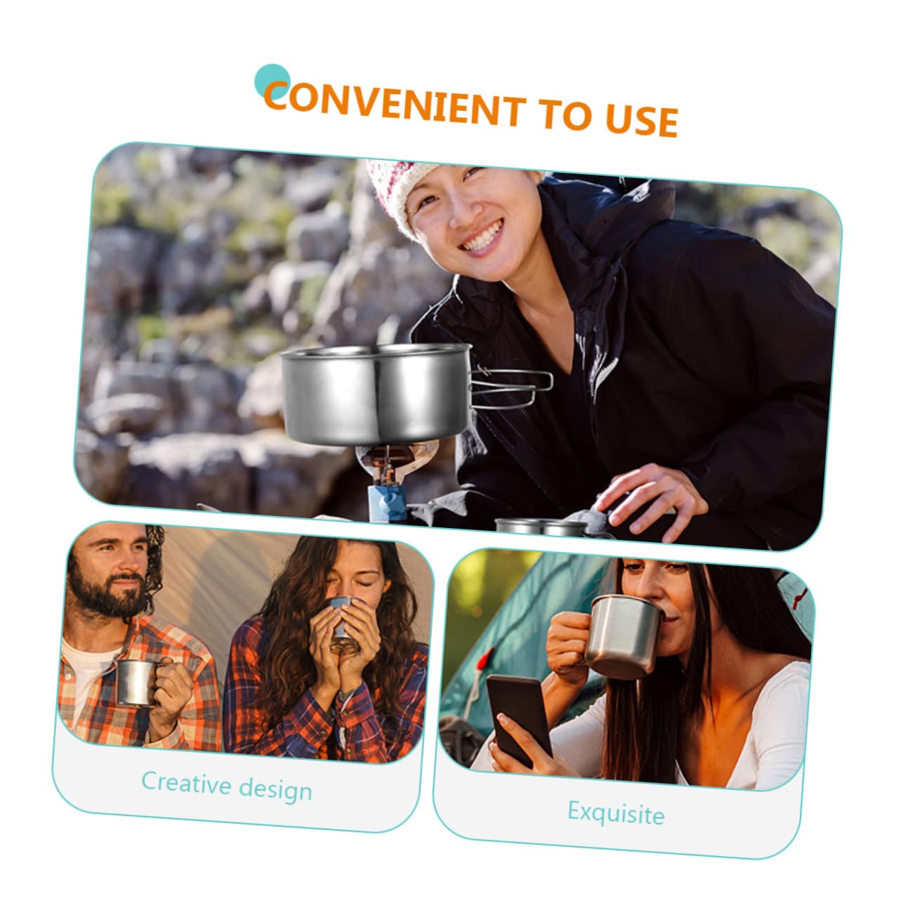 GANAZONO 1set Outdoor Cooking Supplies Camping Cookware Kit for Picnic and Travel Lightweight Stainless Steel Pots and Pans Essential Cooking Tools for Outdoor Adventures