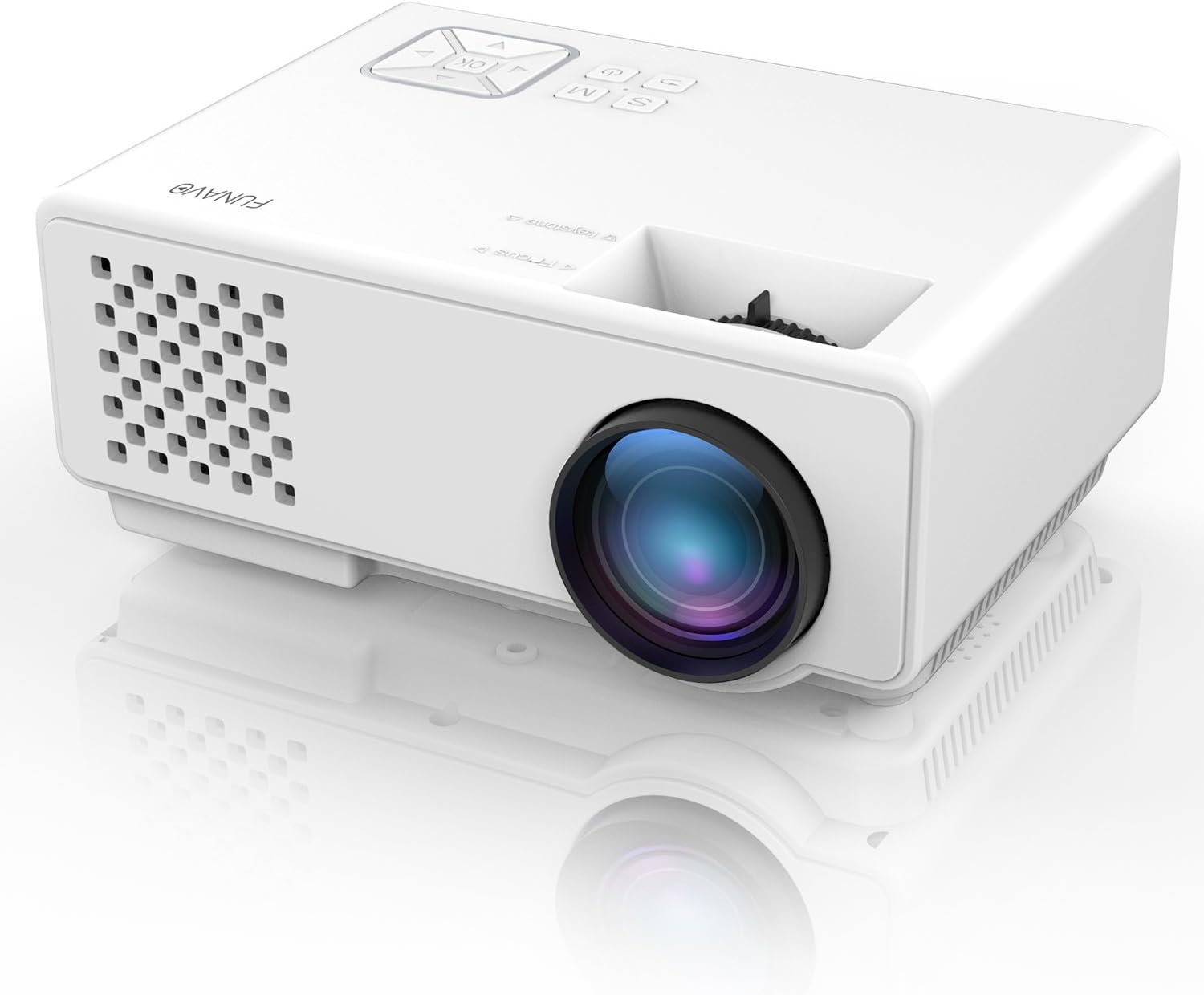 Mini Portable Projector, Funavo 1080P Full HD 170'' Screen LED Video Projector with 50,000 Hour Lamp Life, Supports Fire TV Stick, Smartphones, Laptops, XBOX, HDMI, VGA, SD and USB for Home Theater