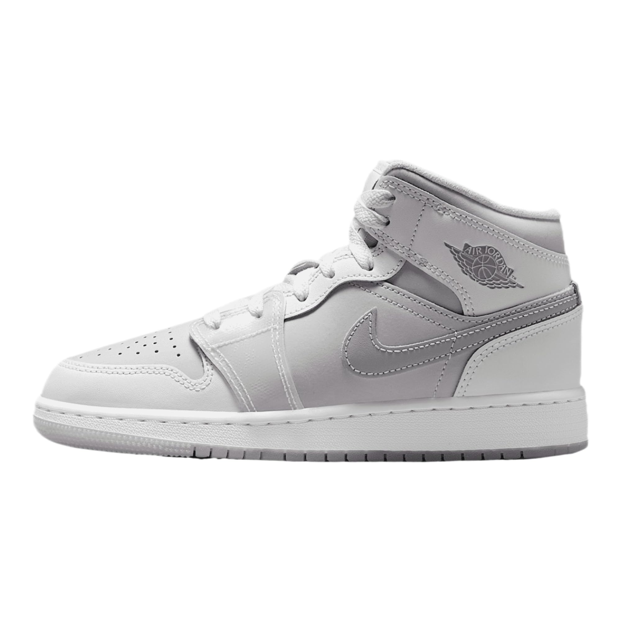 Jordan Air 1 Mid Grade School Summit White/Metallic Silver HQ3600-121 Size 6Y