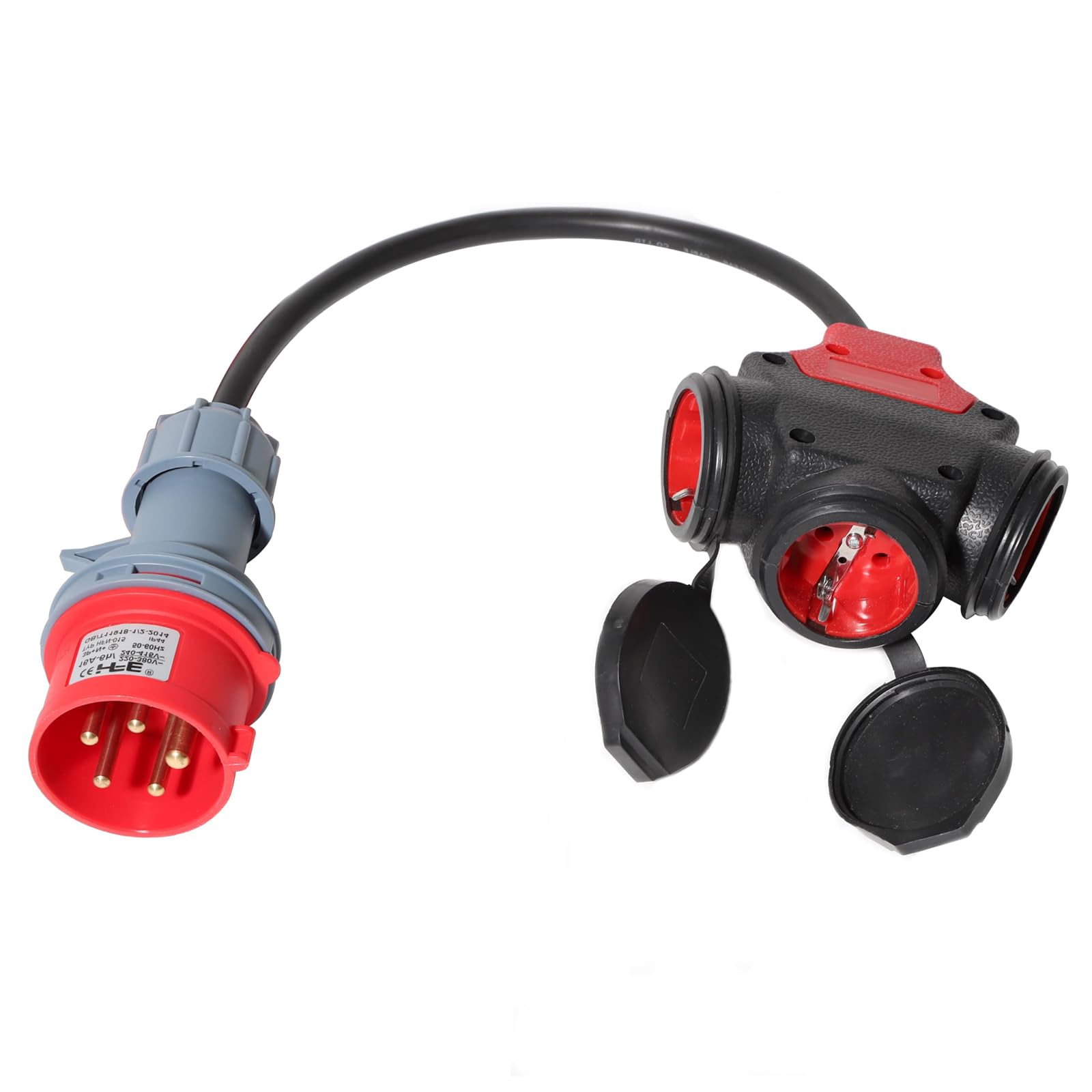 Cable adaptador CEE 16 A macho a 16 A Schuko hembra