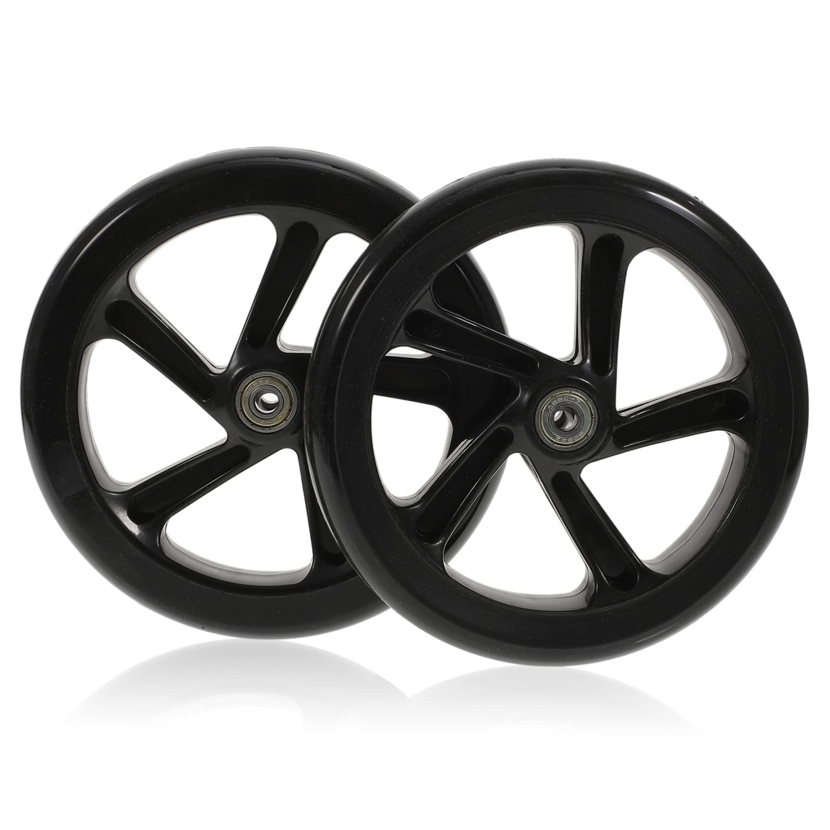 Veemoon Ruedas de Patinete de Pu de Alta Elasticidad 180 Mm Negras Rodamientos Silenciosas 2 Unidades para Scooter Eléctrico y Acrobático Uso Exterior y Recreativo