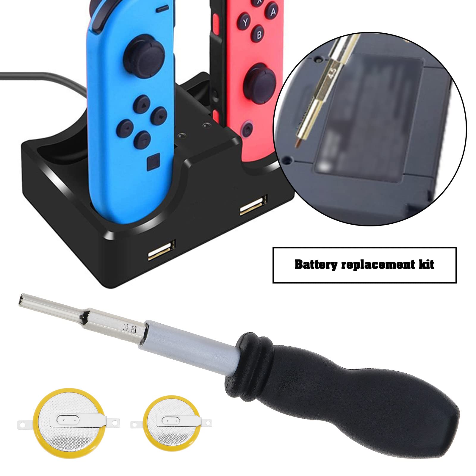 EMSea Kit de Herramientas de Repuesto de batería Compatible con Game Boy Compatible con GBA Compatible con Color CR2025 CR1616 Pila de botón