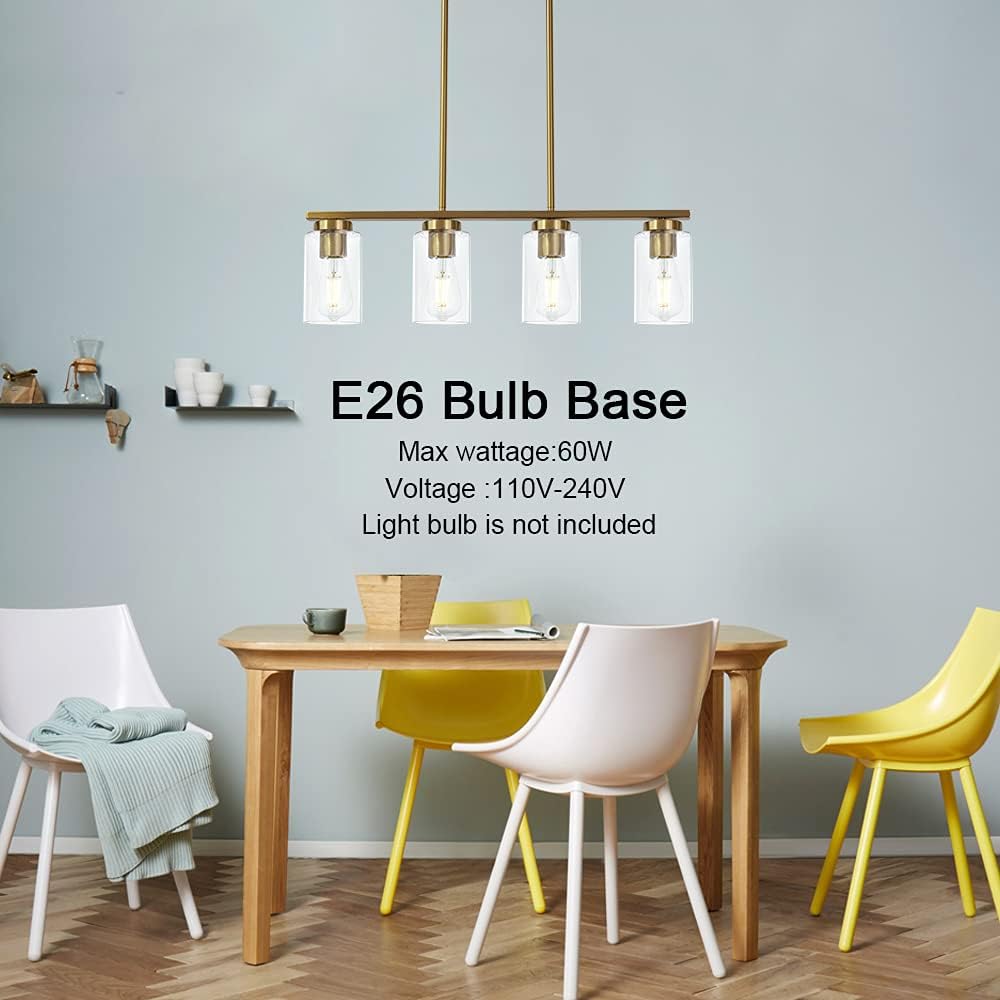 Wееklу Tор Sаlе TODOLUZ 4 Light Brushed Brass Modern Dining Room Chandelier Fixture Hanging Lighting with Cylinder Glass for Kitchen Bedroom Blасk Frіdау - 50% оƒƒ TODOLUZ 4 Light Brushed Brass Modern Dining Room Chandelier Fixture Hanging Lighting with Cylinder Glass for Kitchen Bedroom