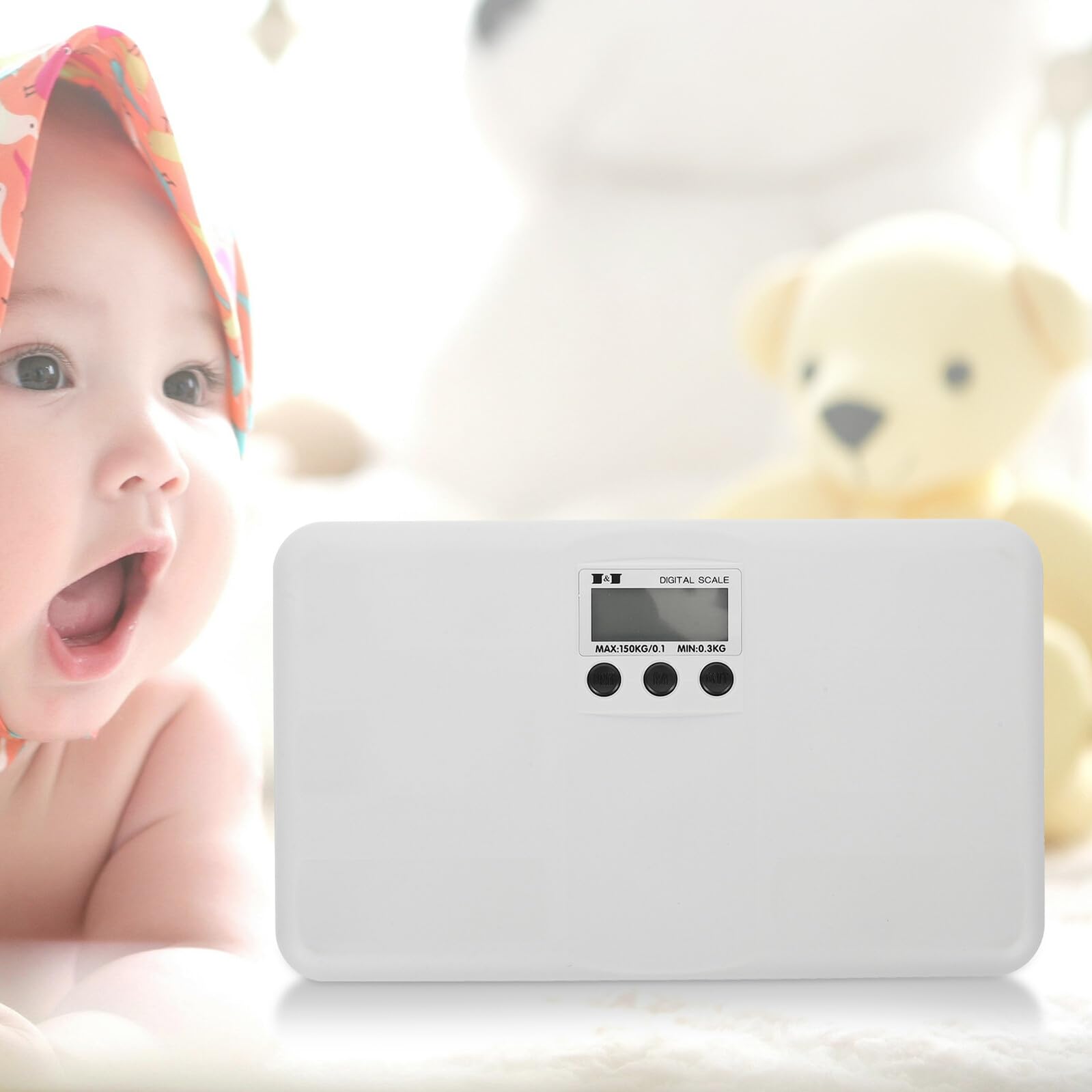 Toddmomy Balance Électronique Numérique Conversion D’unités Capacité 150kg Affichage Digital Design Plat en Plastique Blanc pour Bébé et Animaux de Compagnie pour Usage Domestique