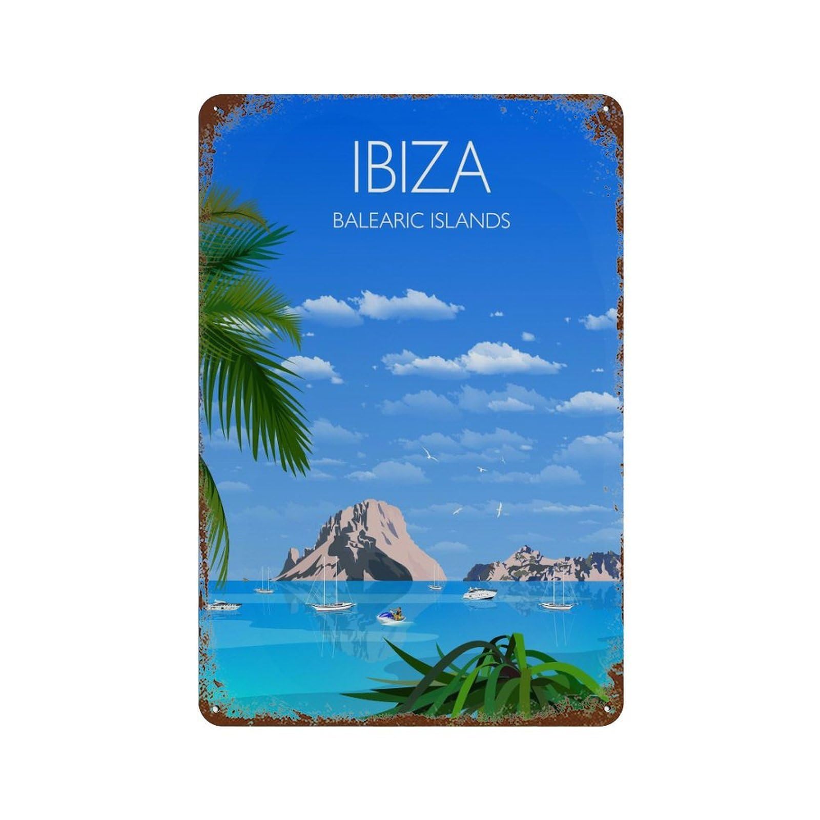xiaoxiaoshen Travel of Ibiza Balearic Islands (2) Wall Decor Art Metal Tin Poster Modern Home Decor Art Home Bar Shop Decorations Vintage Sign 30x20cm