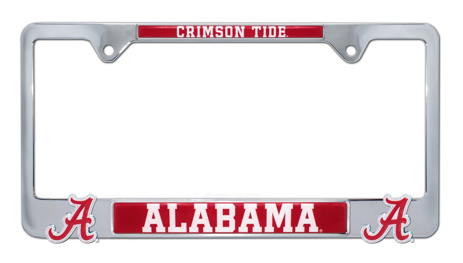Elektroplate Officially Licensed – University of Alabama Crimson Tide Chrome Metal License Plate Frame with 3D Logos affixed | Premium Metal Car Tag Holder | Weather-Proof Automotive Accessory