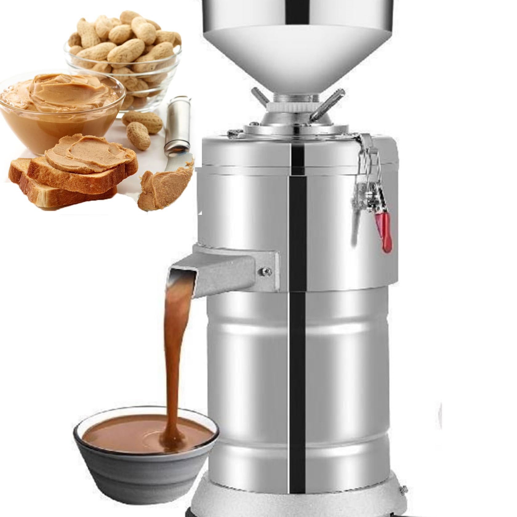 Broyeur à CacahuèTes Et SéSame Professionnel, Broyeur éLectrique En Acier Inoxydable De 1100 W, Machine à Beurre De CacahuèTes De 15 Kg/H, 2850 Tr/Min Pour CacahuèTes, Amandes, Noix De Cajou Et SéSame