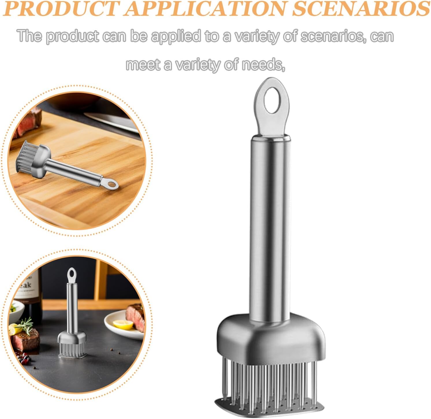 VICASKY Stainless Steel Meat Tenderizing Tool with 304 Steel Needles, Steak Pounder for Household Cooking and Bbq, Single Piece Meat Tenderizer Mallet for Beef, Poultry, and Pork