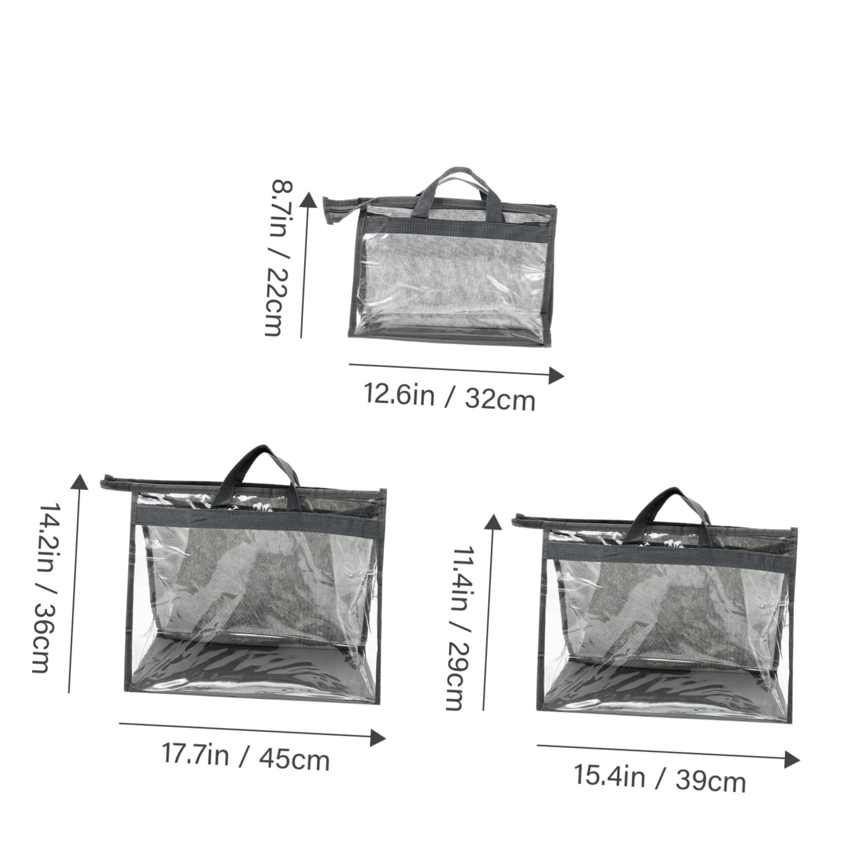 FOMIYES 3Pcs Clear Handbag Storage Bags Dust Organizers with Handle Transparent Protection for Handbags Purses Clothing for Home Travel and Closet Organization