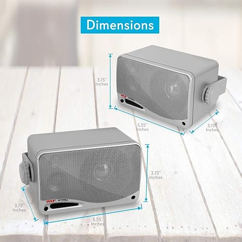 Miniatura 3 de Pyle Altavoces marinos impermeables de 3 vías  Sistema de altavoces dobles para interiores y exteriores de 3.5 pulgadas y 200 W  Altavoz resistente