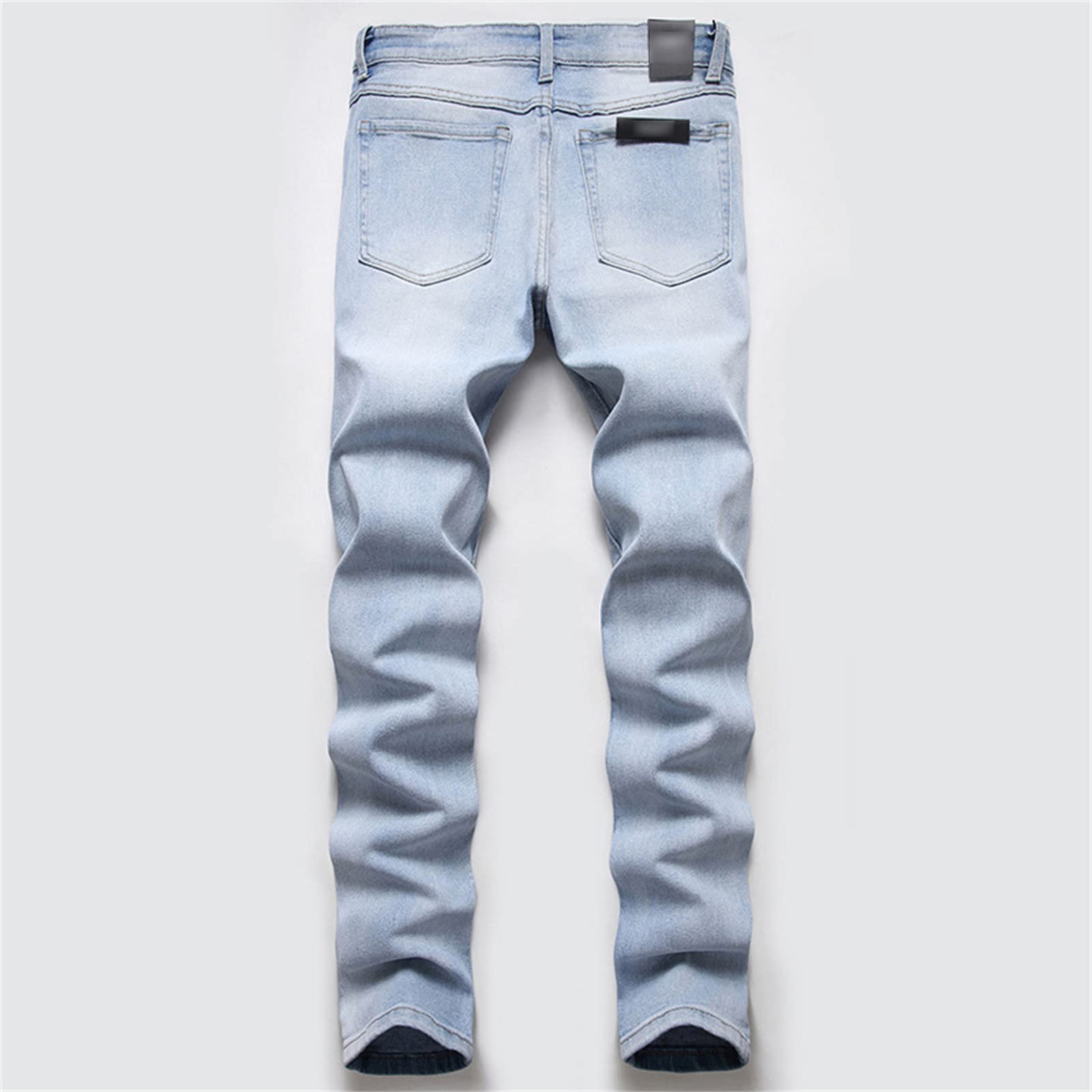 Maiyifu-GJ Ripped Slim Fit Jeans for Men Distressed Destroyed Straight Leg Denim Pants Retro Hip Hop Washed Jean Trousers (Light Blue 2,42)