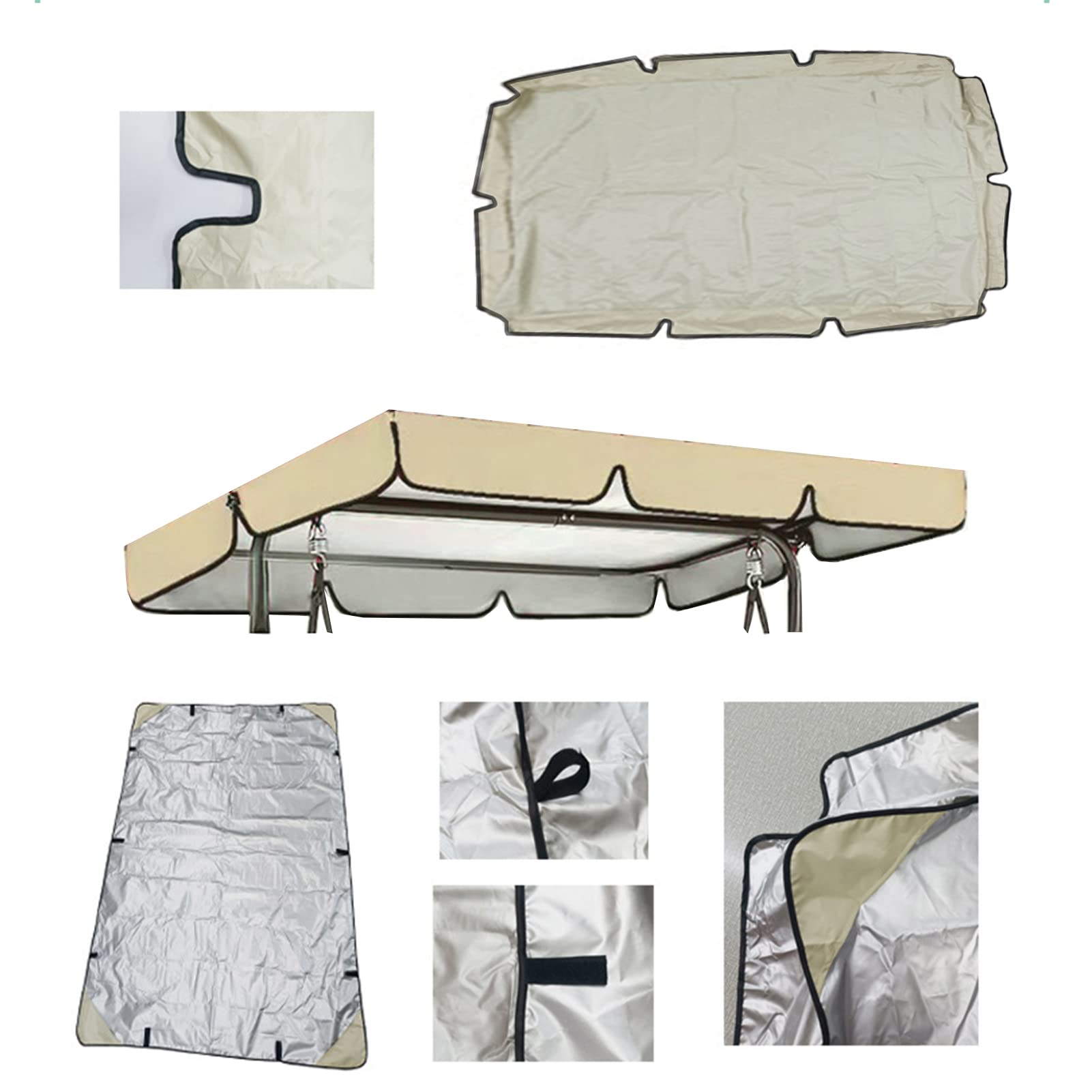 Housse de rechange imperméable pour balancelle d'extérieur et coussins pour hamac 2/3 places en tissu Oxford 210D