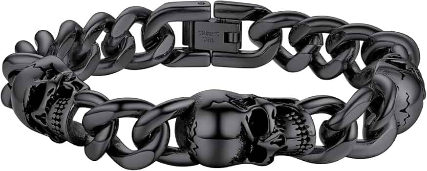 Acier Inoxydable Crâne Squelette Gourmette Bracelet Pour Homme Garçon