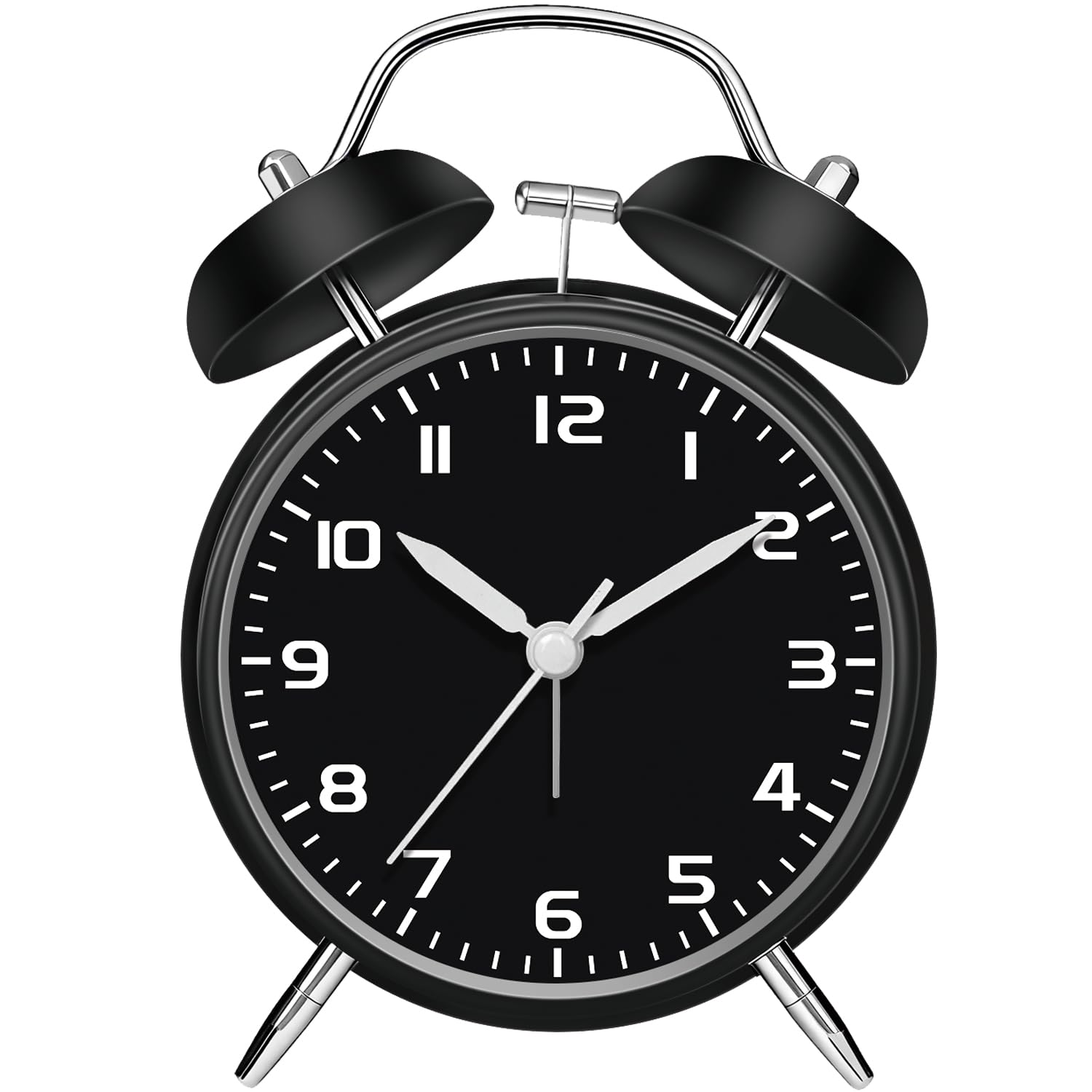 Loud Alarm Clock for Heavy Sleepers Adults, 11.5cm Battery Operated Analog Alarm Clock with Twin Bell Alarm, Silent No Ticking Old School Retro Desk Clock for Bedroom Office Seniors Kids, Black
