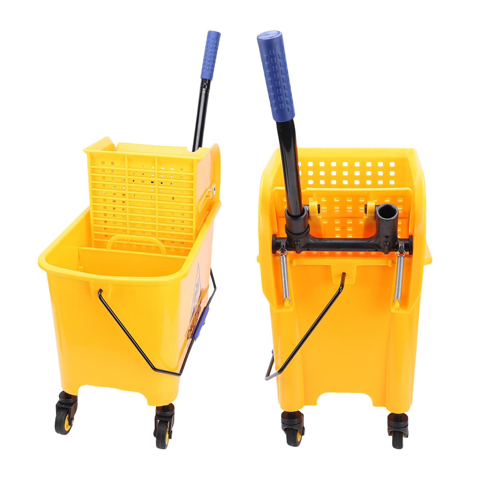 Cubo para fregona con escurridor, Cubo para fregona Comercial de 20 litros con escurridor Lateral, Ruedas y Mango para Limpieza de Suelos