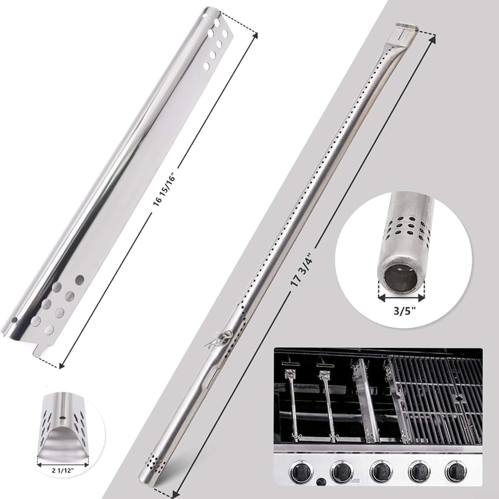 In Acciaio Inox Grill Piastre di Calore Bruciatore Tamers Parti di Ricambio Per Charbroil Performance 2 3 4 5 6 Burner Gas Grill Modelli