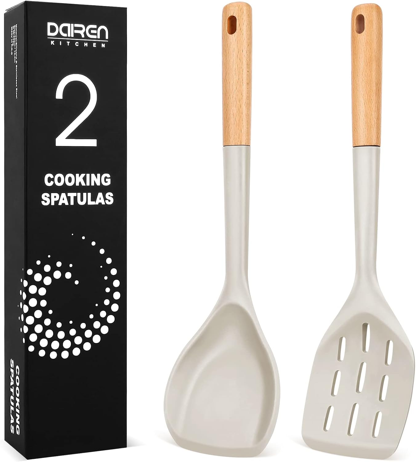 2 Pack Spatulas, Solid & Slotted Silicone Spatula Set
