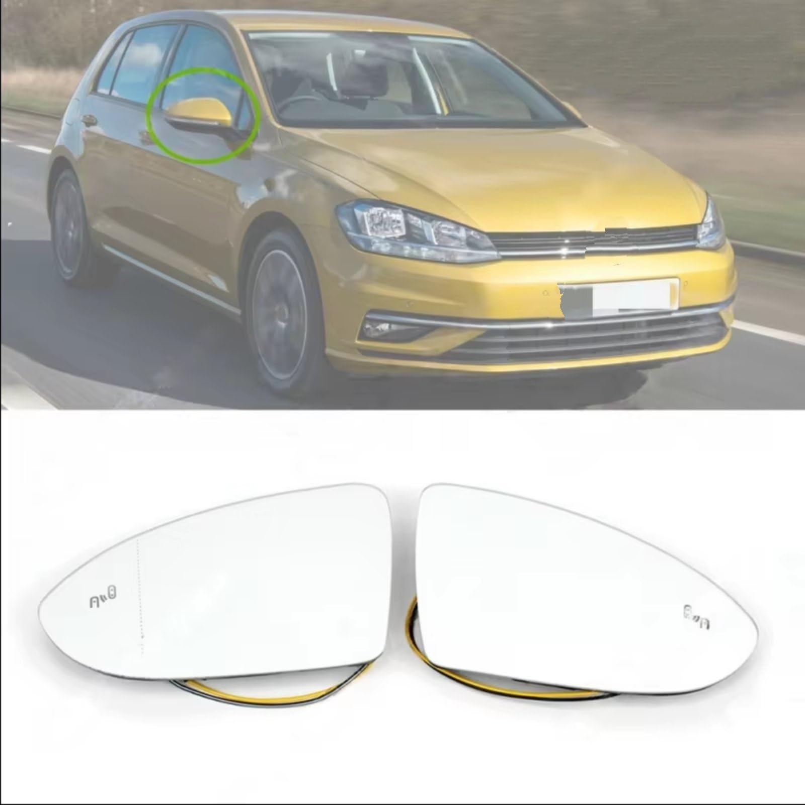Verre Rétroviseur Latéral Compatible Avec VW Pour Golf 7 Pour MK7.5 2014 – 2020 Remplacement Lentille Rétroviseur Angle Mort Chauffant Côté Gauche Droit