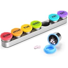 Weekly Metal Pill Case 7 Days,Stainless Steel Pill Box Organizer,Travel Waterproof Pill Container,Portable Daly Pill Holder for Vitamin Fish Oil Small
