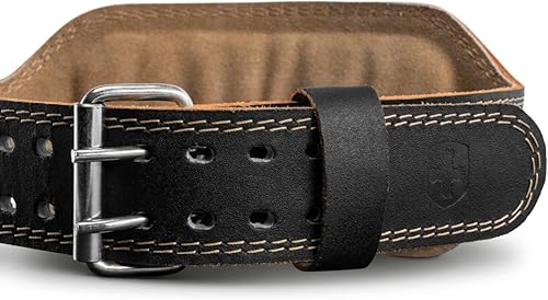 Miniatura 3 de Harbinger Cinturón de cuero acolchado para levantamiento de pesas de 2.0-4 pulgadas o 6 pulgadas de ancho, acolchado de espuma, diseño cónico para