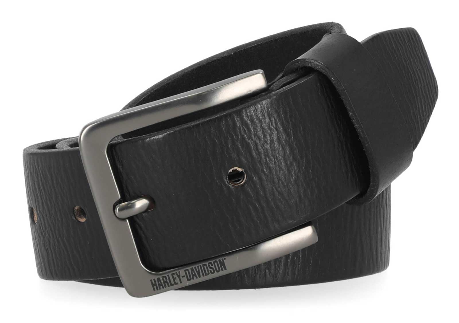 Harley-Davidson Men's Embossed H-D Logo Genuine Leather Belt - Matte Black (32)