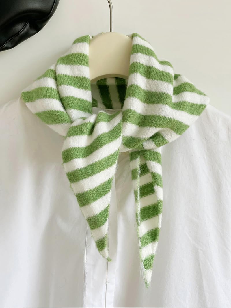 Knitted Triangle Scarf for Women Y2k Stripe Head Scarf Aesthetic Accessories Cottagecore Streetwear Triangle Shawl - Image 3