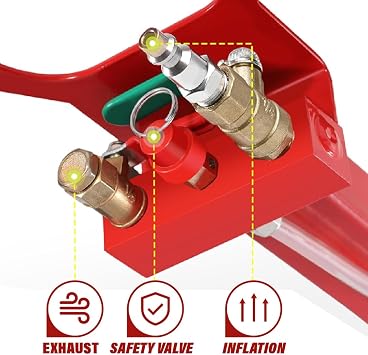 Air Jack 3 Ton (6,600 lbs) Capacity - Heavy Duty Triple Bag Pneumatic Air Bag Car Jack for Rapid Lift (Lifting Height Range: 5.9 15.8 inches) with Adjustable Handle Lava Red