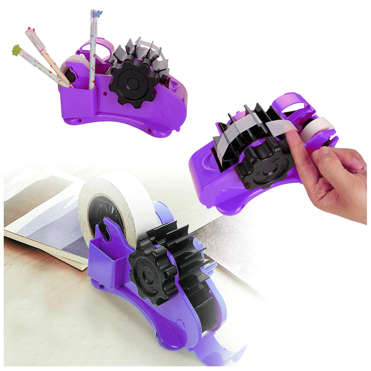 Dispenser Da Tavolo Eco & Crystal - Per Nastri Da 33 M - Rotolo 19 Mm X 10 M Incluso - Nero - Tesa - COLLE-NASTRI ADESIVI - Foto 7