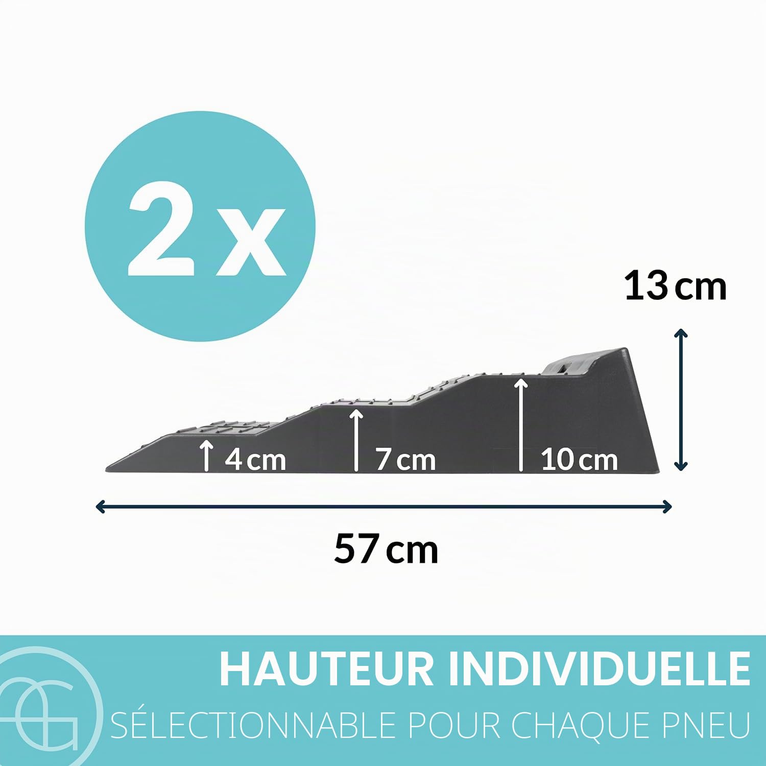 Cale de Roue mise à niveau pour Camping Car ou Caravane - 5 Tonnes - Gris