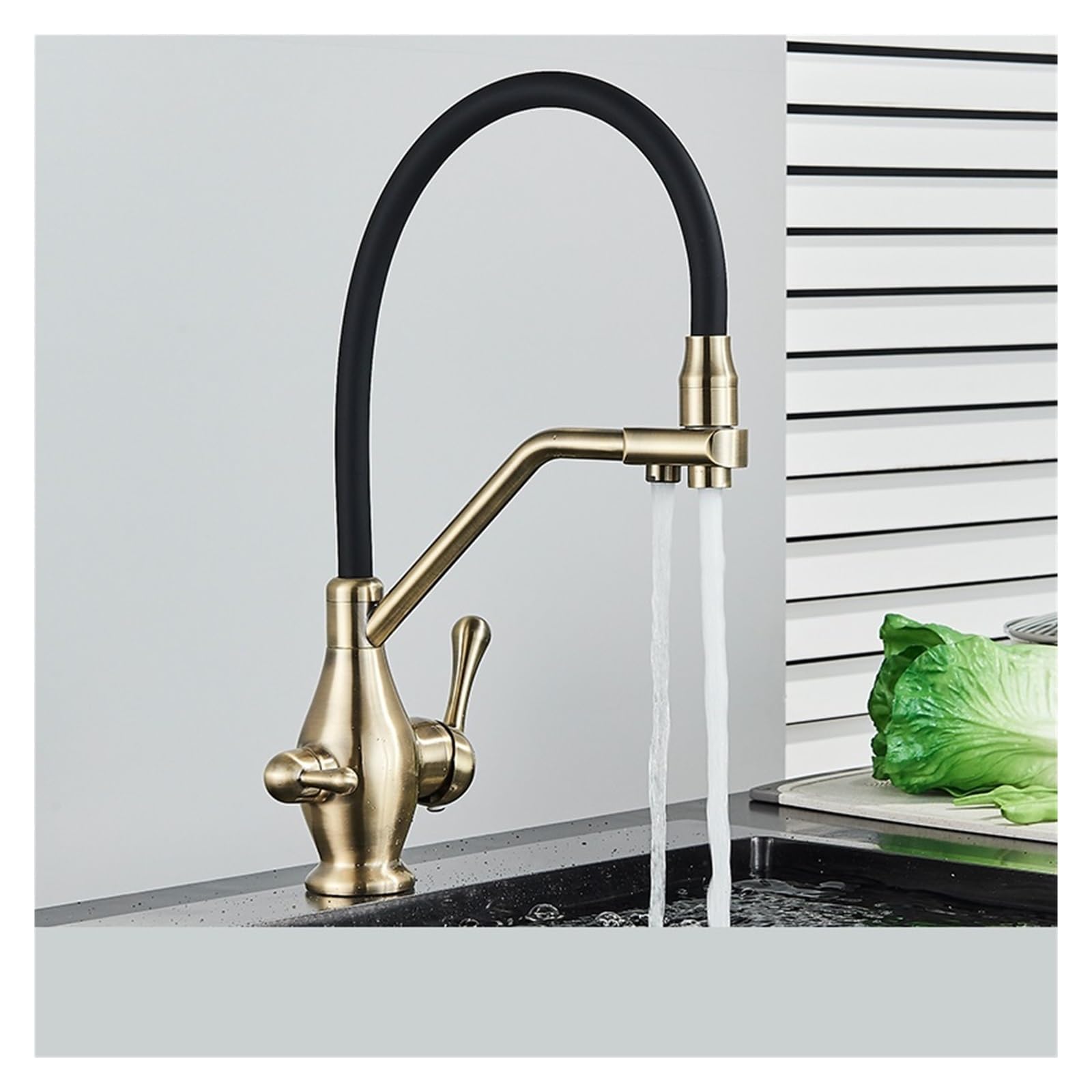 YJYJY Faucet Matte Black Filtered Kitchen Water Filter Kitchen Faucet Spout Filter Faucet Mixer 360 Rotation Purification Feature Faucet tap