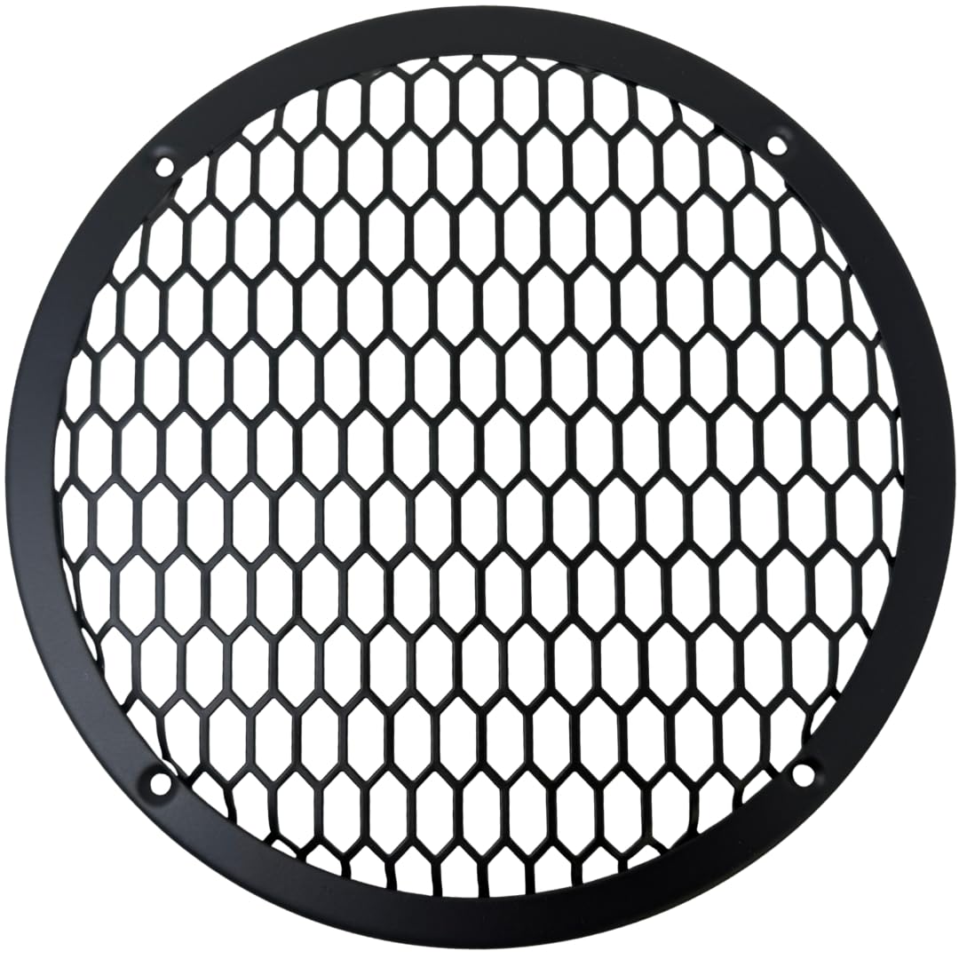 Bass Rockers 8" Metal Speaker Grill Cover HeavyDuty Hex Mesh Protective Grill Guard 8" Car Audio Speakers/Subwoofers, Universal Fit, Matte Black, 4-Hole Screw/Bolt Mount for Doors, Pods, Custom Boxes