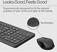 Vista 6 de HP Combo de teclado y mouse inalámbricos 330 - Receptor USB inalámbrico de 2.4 Ghz - Teclas Chiclet, 12 atajos de teclado - Mouse multisuperficie